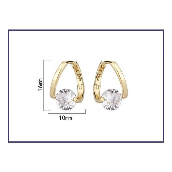 S925 Sterling Silver Love Heart Star White Zircon Earrings Wedding Engag… - Picture 2 of 6